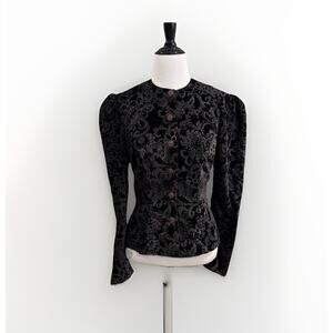 Vintage 80s Gunne Sax Jacket Size XS Jessica McClintock Velvet Peplum Edwardian